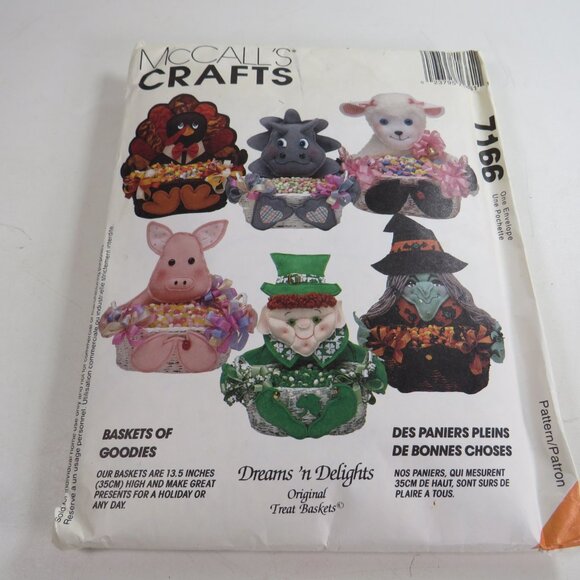 McCalls 7166 Sewing Pattern Basket of Goodies Dinosaur Turkey Leprechaun etc. - Picture 1 of 12